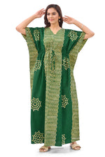 Green Waves Design Batik, Hand Dyed Batik, 100% Cotton Kaftan - K197 - image 4