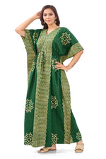 Green Waves Design Batik, Hand Dyed Batik, 100% Cotton Kaftan - K197 - image 2