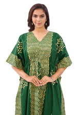 Green Waves Design Batik, Hand Dyed Batik, 100% Cotton Kaftan - K197 - image 6