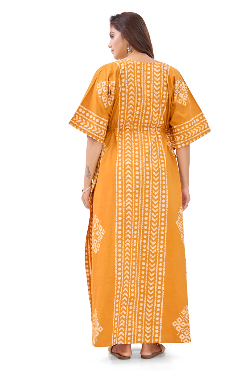 Yellow Diamond Arrow Batik, Hand Dyed Batik, 100% Cotton Kaftan - K205 - image 7