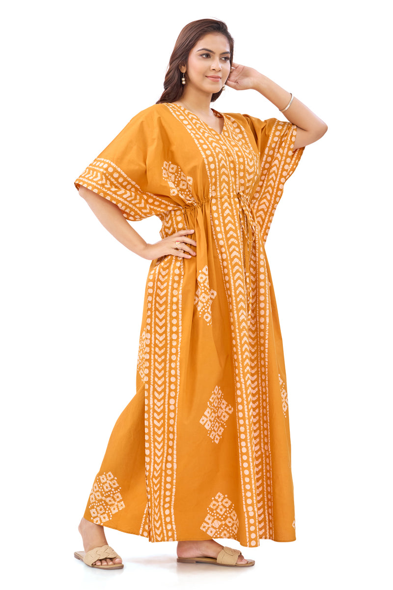 Yellow Diamond Arrow Batik, Hand Dyed Batik, 100% Cotton Kaftan - K205 - image 6