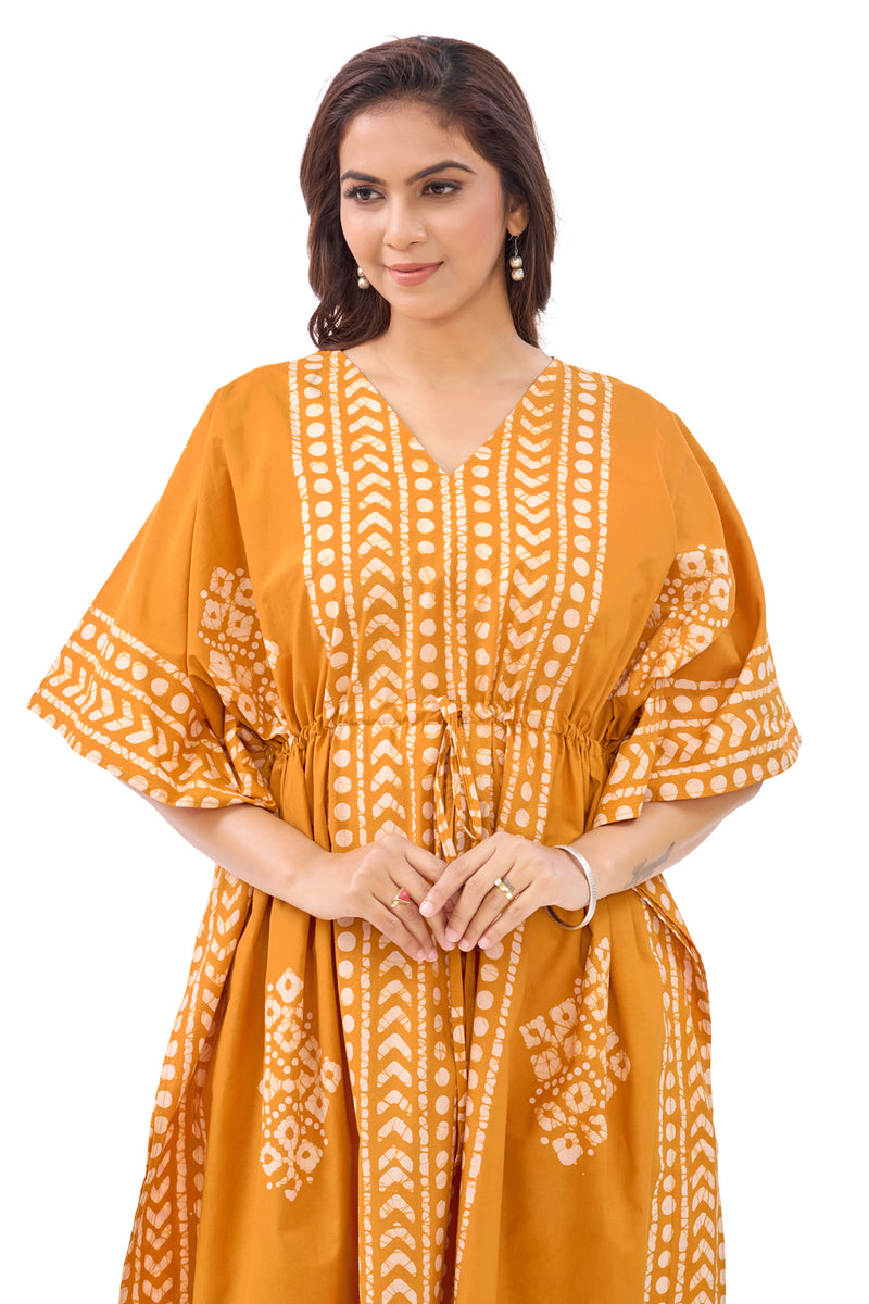 Yellow Diamond Arrow Batik, Hand Dyed Batik, 100% Cotton Kaftan - K205 - image 4