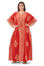Red Diamond Arrow Batik, Hand Dyed Batik, 100% Cotton Kaftan - K200 - image 2