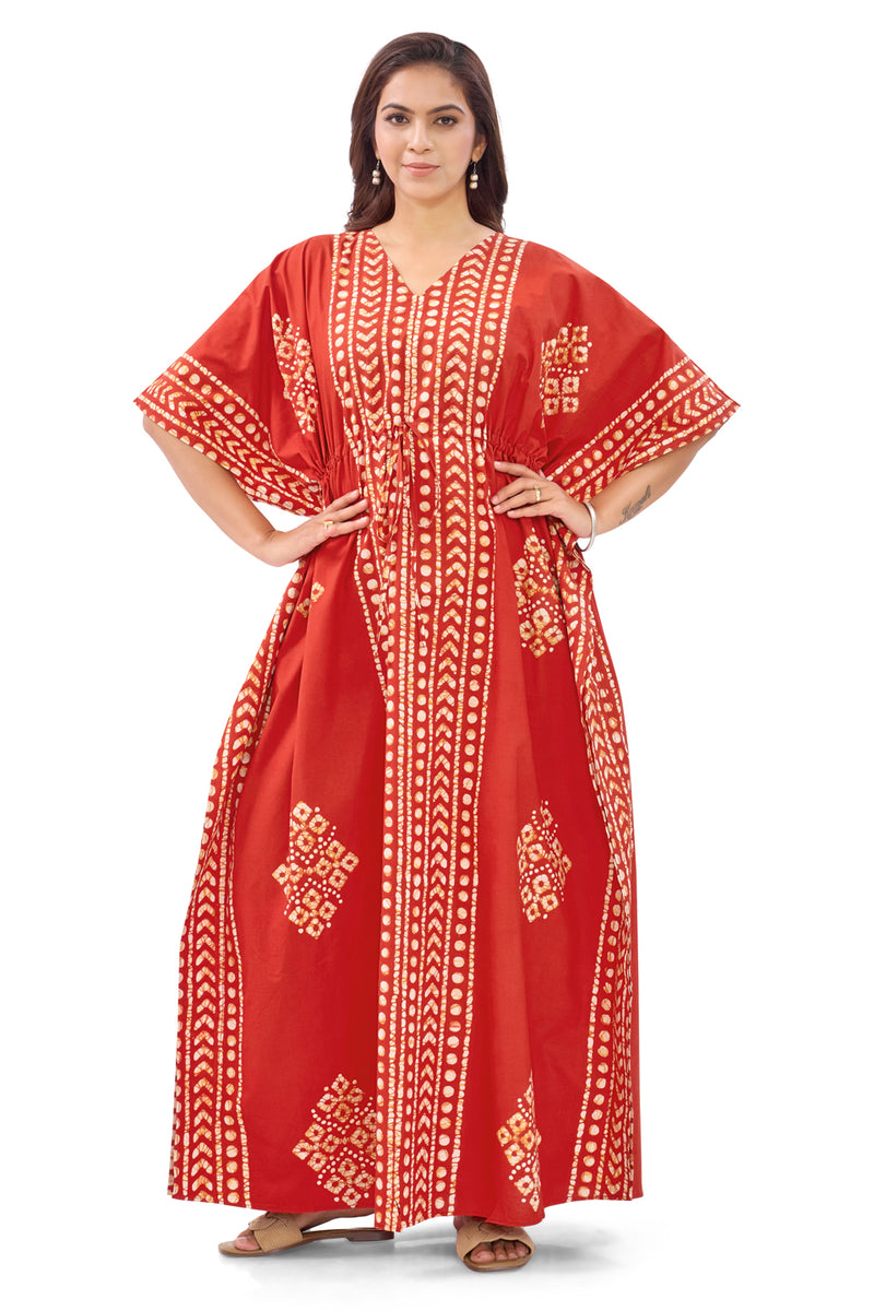 Red Diamond Arrow Batik, Hand Dyed Batik, 100% Cotton Kaftan - K200 - image 2