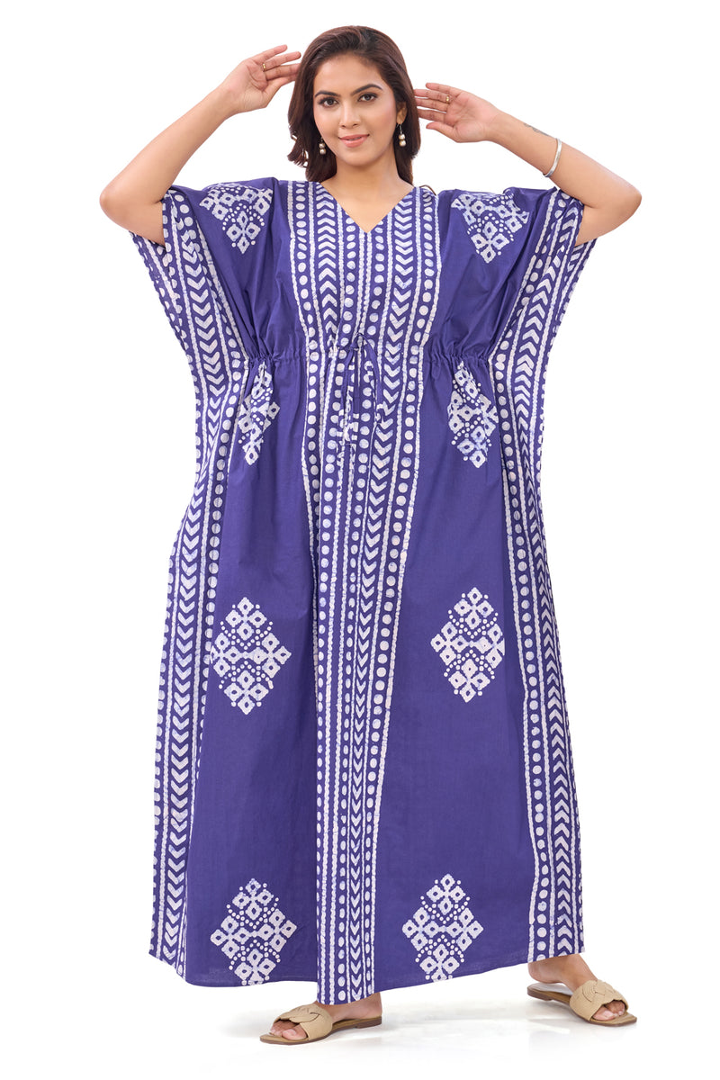 Blue Diamond Arrow Batik, Hand Dyed Batik, 100% Cotton Kaftan - K202 - image 3