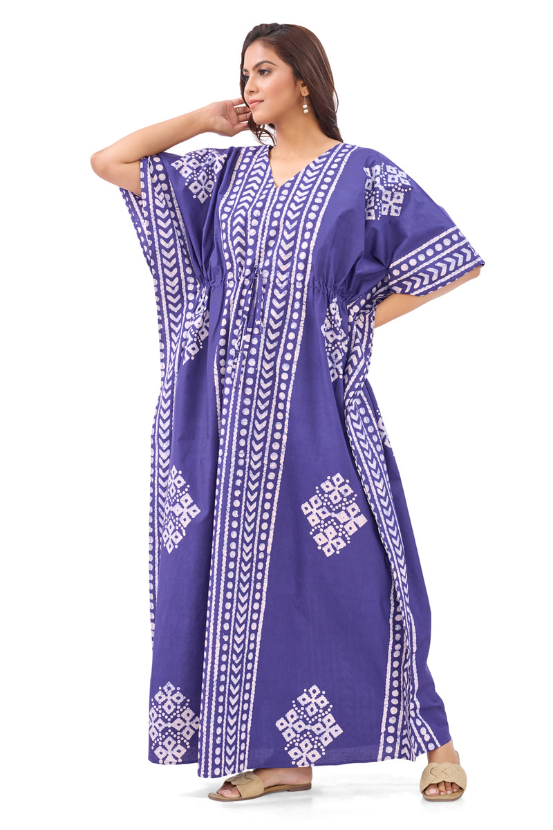 Blue Diamond Arrow Batik, Hand Dyed Batik, 100% Cotton Kaftan - K202 - image 4