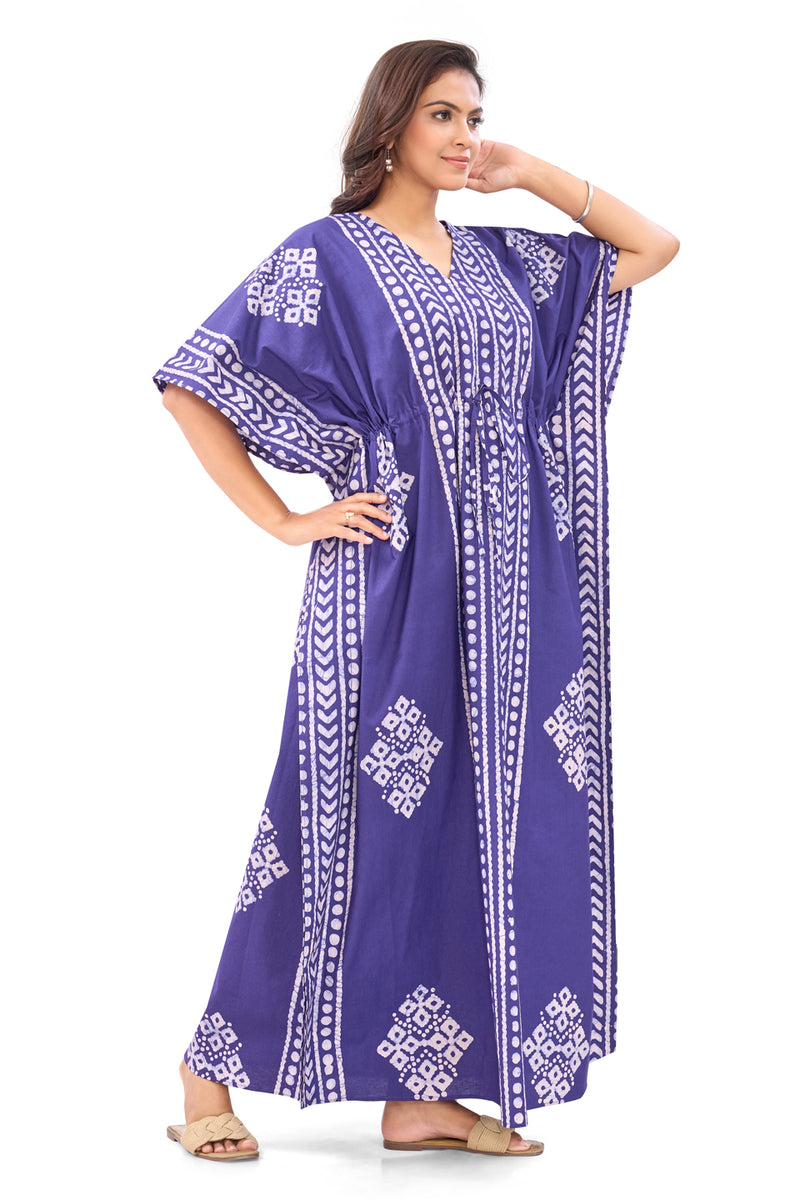 Blue Diamond Arrow Batik, Hand Dyed Batik, 100% Cotton Kaftan - K202 - image 5