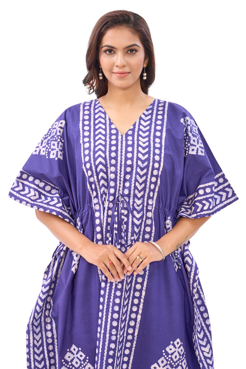 Blue Diamond Arrow Batik, Hand Dyed Batik, 100% Cotton Kaftan - K202 - image 6