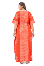 Orange Waves Design Batik, Hand Dyed Batik, 100% Cotton Kaftan - K198 - image 6