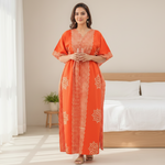 Orange Waves Design Batik, Hand Dyed Batik, 100% Cotton Kaftan - K198 - image 1