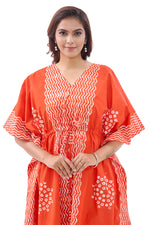 Orange Waves Design Batik, Hand Dyed Batik, 100% Cotton Kaftan - K198 - image 5