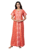 Peach Oval Design, Hand Dyed Batik, 100% Cotton Night Gown - NG154 image 2