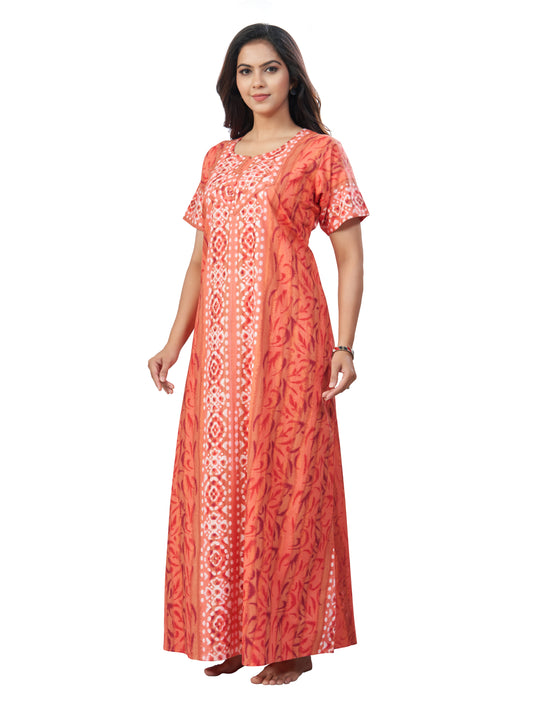 NG154 - Peach Oval Design, Hand Dyed Batik, 100% Cotton Night Gown