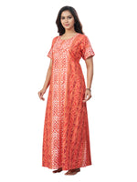 Peach Oval Design, Hand Dyed Batik, 100% Cotton Night Gown - NG154 image 3