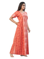 Peach Oval Design, Hand Dyed Batik, 100% Cotton Night Gown - NG154 image 4