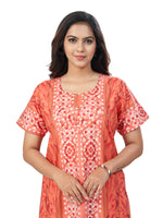 Peach Oval Design, Hand Dyed Batik, 100% Cotton Night Gown - NG154 image 7