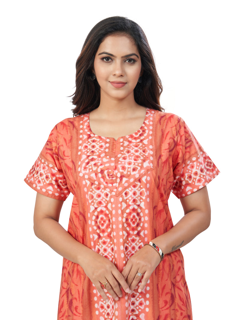Peach Oval Design, Hand Dyed Batik, 100% Cotton Night Gown - NG154 image 7