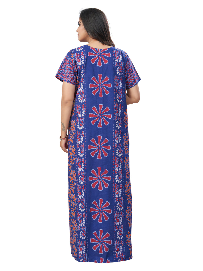 Blue Palm Batik, Hand Dyed Batik, 100% Cotton Night Gown - NG183 image 6