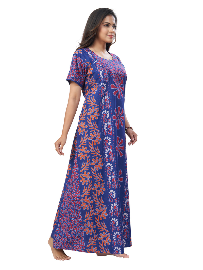 Blue Palm Batik, Hand Dyed Batik, 100% Cotton Night Gown - NG183 image 4