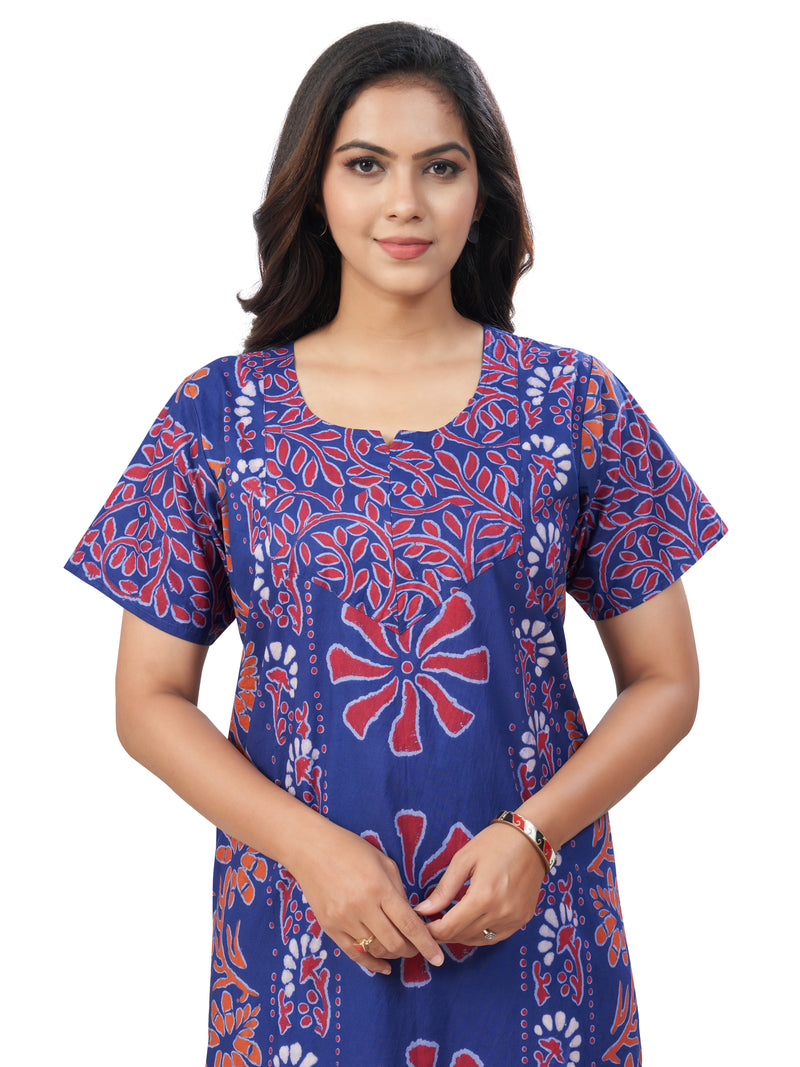 Blue Palm Batik, Hand Dyed Batik, 100% Cotton Night Gown - NG183 image 5
