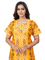 Yellow Oval Design, Hand Dyed Batik, 100% Cotton Night Gown - NG156 image 5