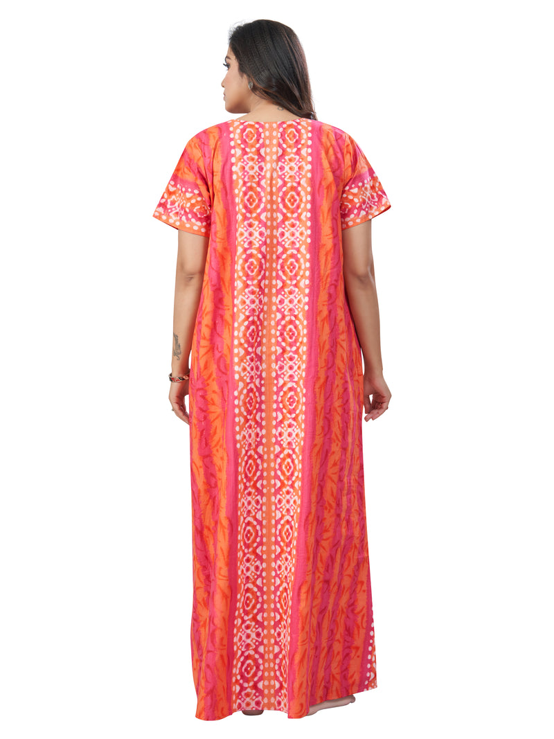 Peach Oval Design, Hand Dyed Batik, 100% Cotton Night Gown - NG154 image 10