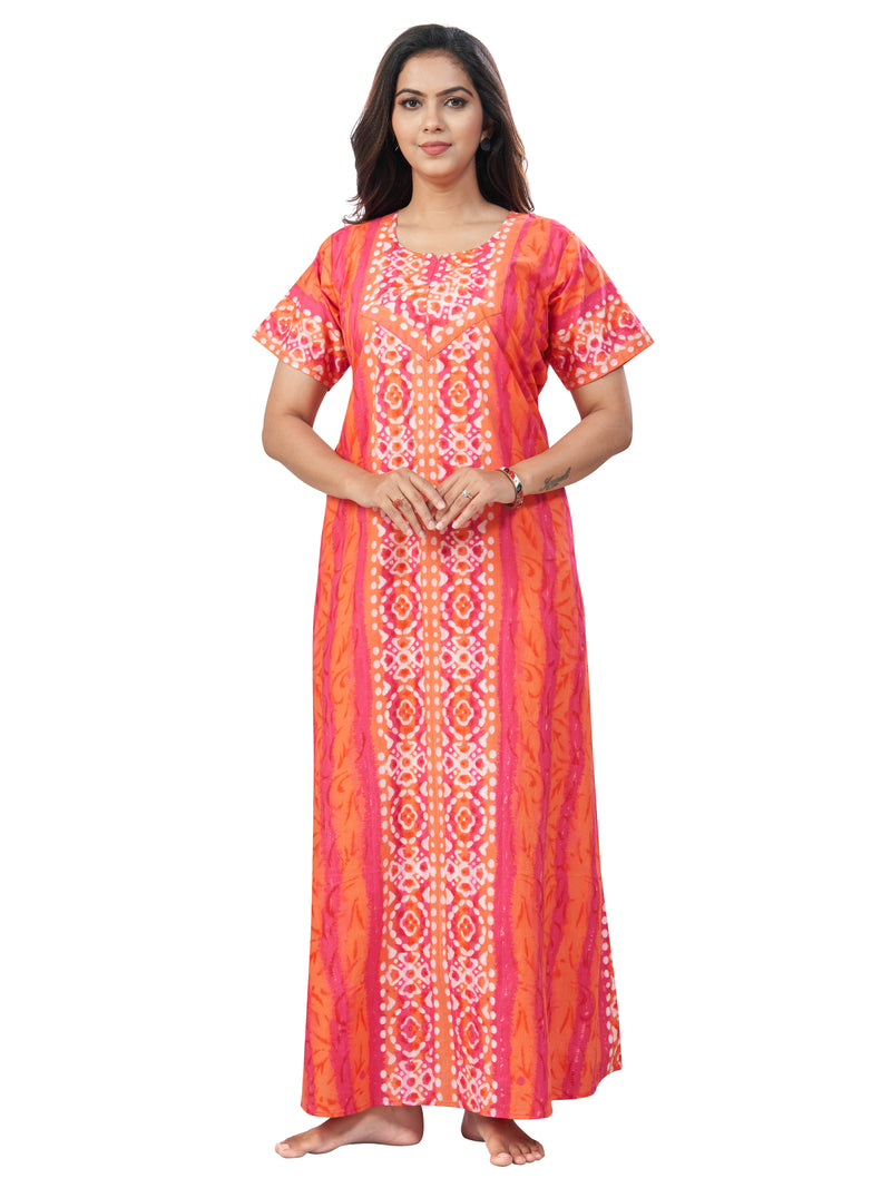 Peach Oval Design, Hand Dyed Batik, 100% Cotton Night Gown - NG154 image 9