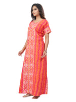 Peach Oval Design, Hand Dyed Batik, 100% Cotton Night Gown - NG154 image 5