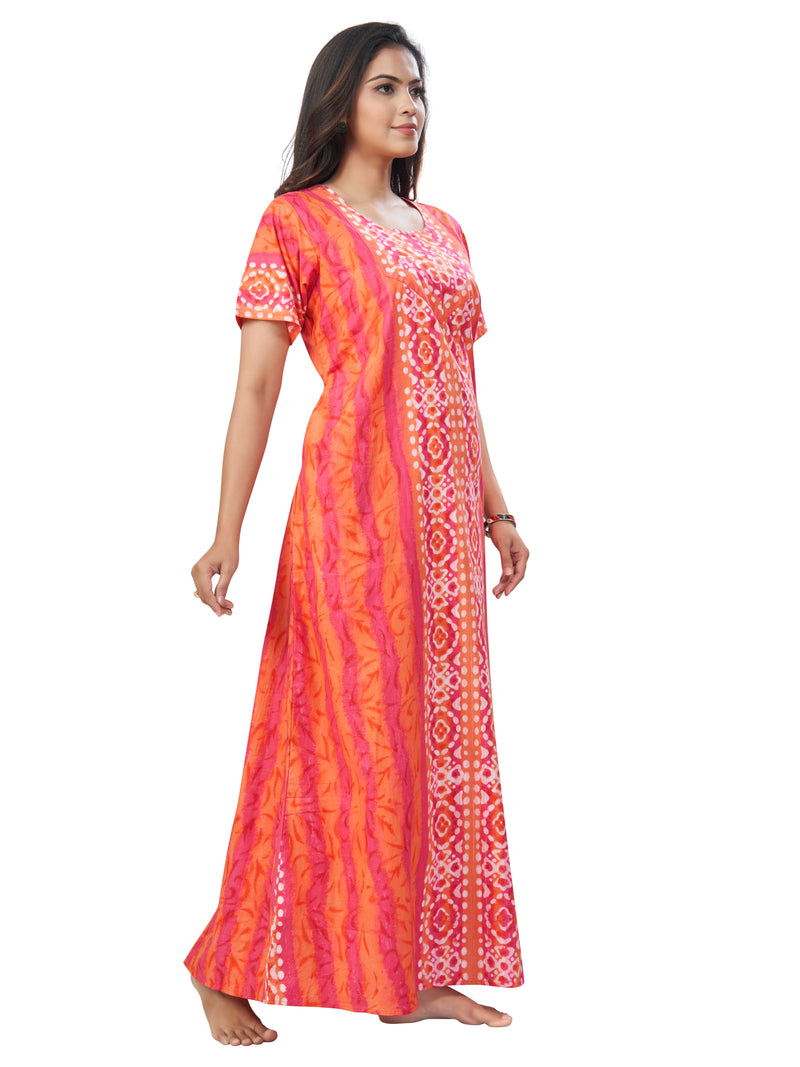 Peach Oval Design, Hand Dyed Batik, 100% Cotton Night Gown - NG154 image 6