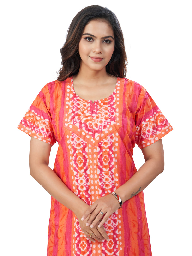 Peach Oval Design, Hand Dyed Batik, 100% Cotton Night Gown - NG154 image 8