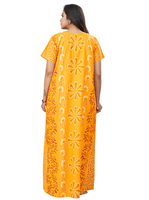Yellow Palm Batik, Hand Dyed Batik, 100% Cotton Night Gown - NG184
