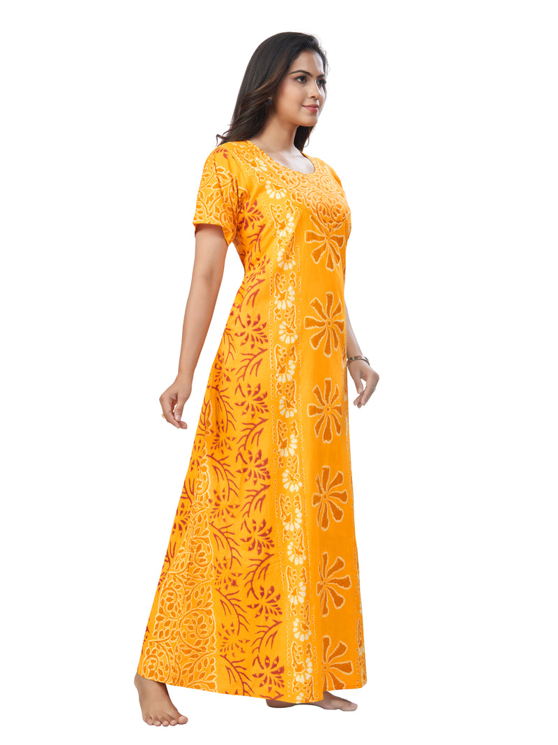 Yellow Palm Batik, Hand Dyed Batik, 100% Cotton Night Gown - NG184 image 4