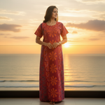 Pink Palm Batik, Hand Dyed Batik, 100% Cotton Night Gown - NG181 image 1