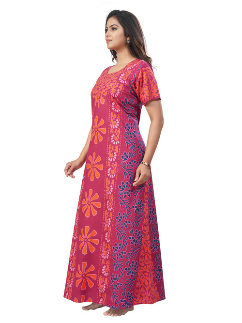 Pink Palm Batik, Hand Dyed Batik, 100% Cotton Night Gown - NG181