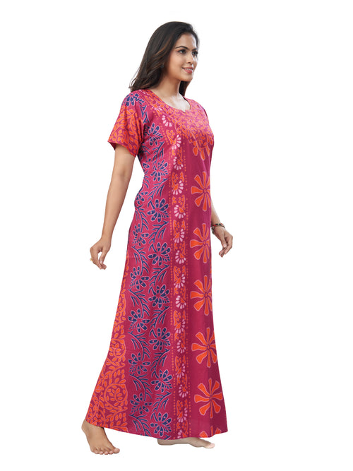 Pink Palm Batik, Hand Dyed Batik, 100% Cotton Night Gown - NG181