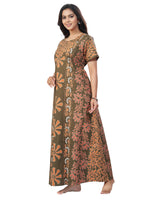Green Brown Palm Batik, Hand Dyed Batik, 100% Cotton Night Gown - NG182 image 3