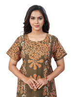 Green Brown Palm Batik, Hand Dyed Batik, 100% Cotton Night Gown - NG182 image 6