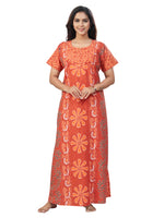 Rust Palm Batik, Hand Dyed Batik, 100% Cotton Night Gown - NG180 image 3