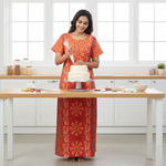 Rust Palm Batik, Hand Dyed Batik, 100% Cotton Night Gown - NG180 image 1