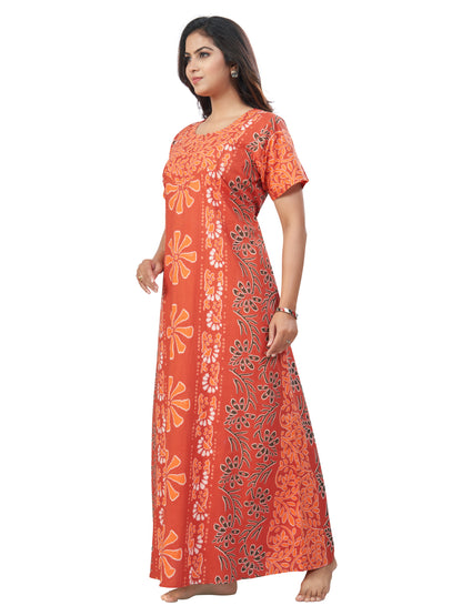 Rust Palm Batik, Hand Dyed Batik, 100% Cotton Night Gown - NG180