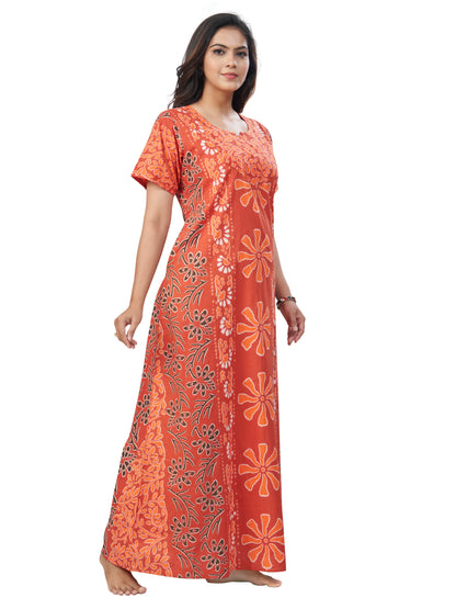 Rust Palm Batik, Hand Dyed Batik, 100% Cotton Night Gown - NG180