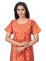 Rust Palm Batik, Hand Dyed Batik, 100% Cotton Night Gown - NG180 image 6