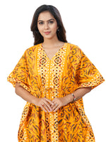 Yellow Oval Design, Hand Dyed Batik, 100% Cotton Kaftan - K156 - image 5