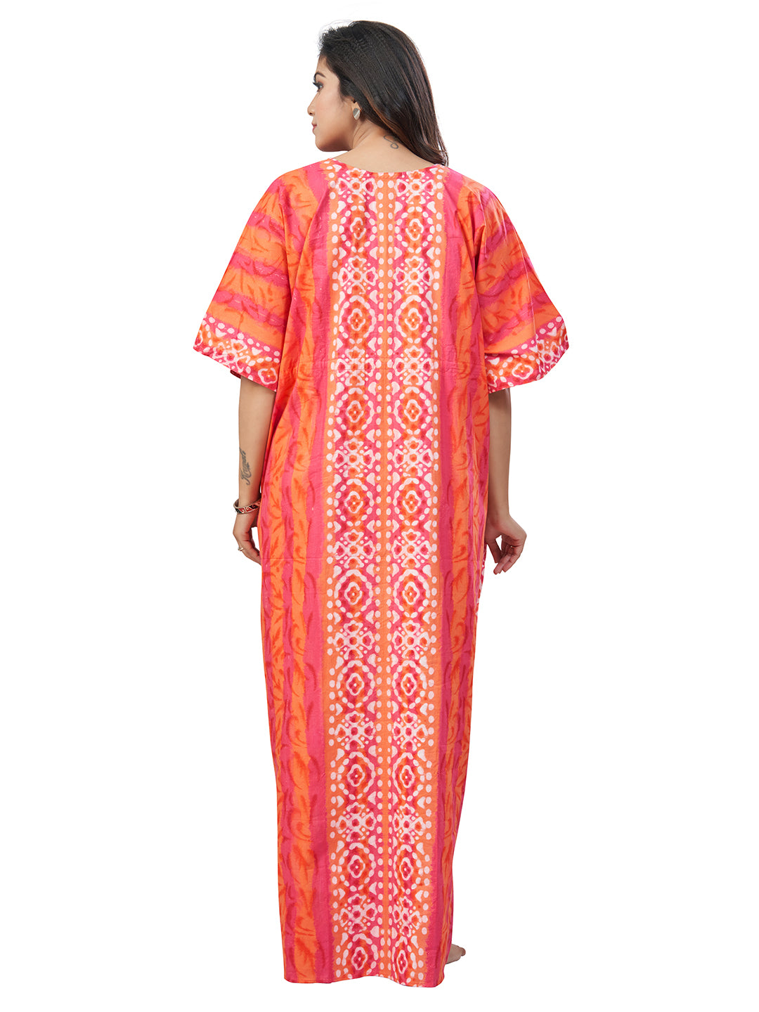 K154 - Peach Oval Design, Hand Dyed Batik, 100% Cotton Kaftan