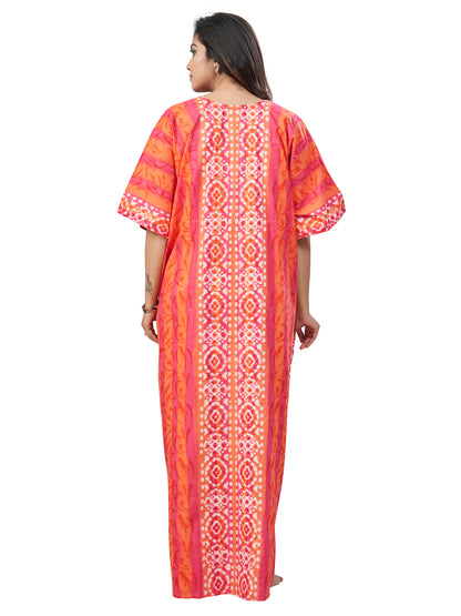 K154 - Peach Oval Design, Hand Dyed Batik, 100% Cotton Kaftan