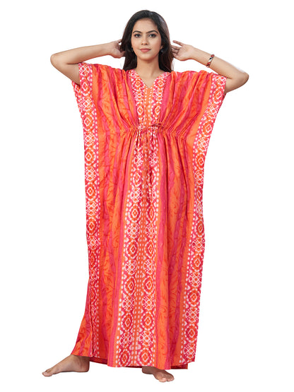 K154 - Peach Oval Design, Hand Dyed Batik, 100% Cotton Kaftan