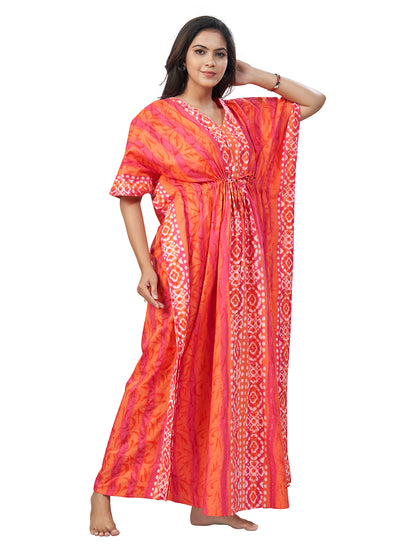 K154 - Peach Oval Design, Hand Dyed Batik, 100% Cotton Kaftan