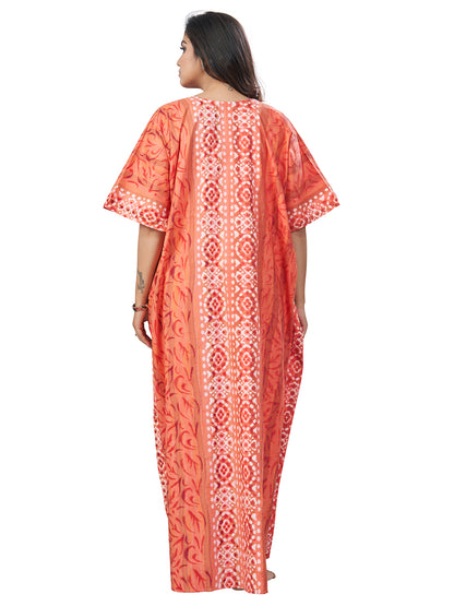 K154 - Peach Oval Design, Hand Dyed Batik, 100% Cotton Kaftan
