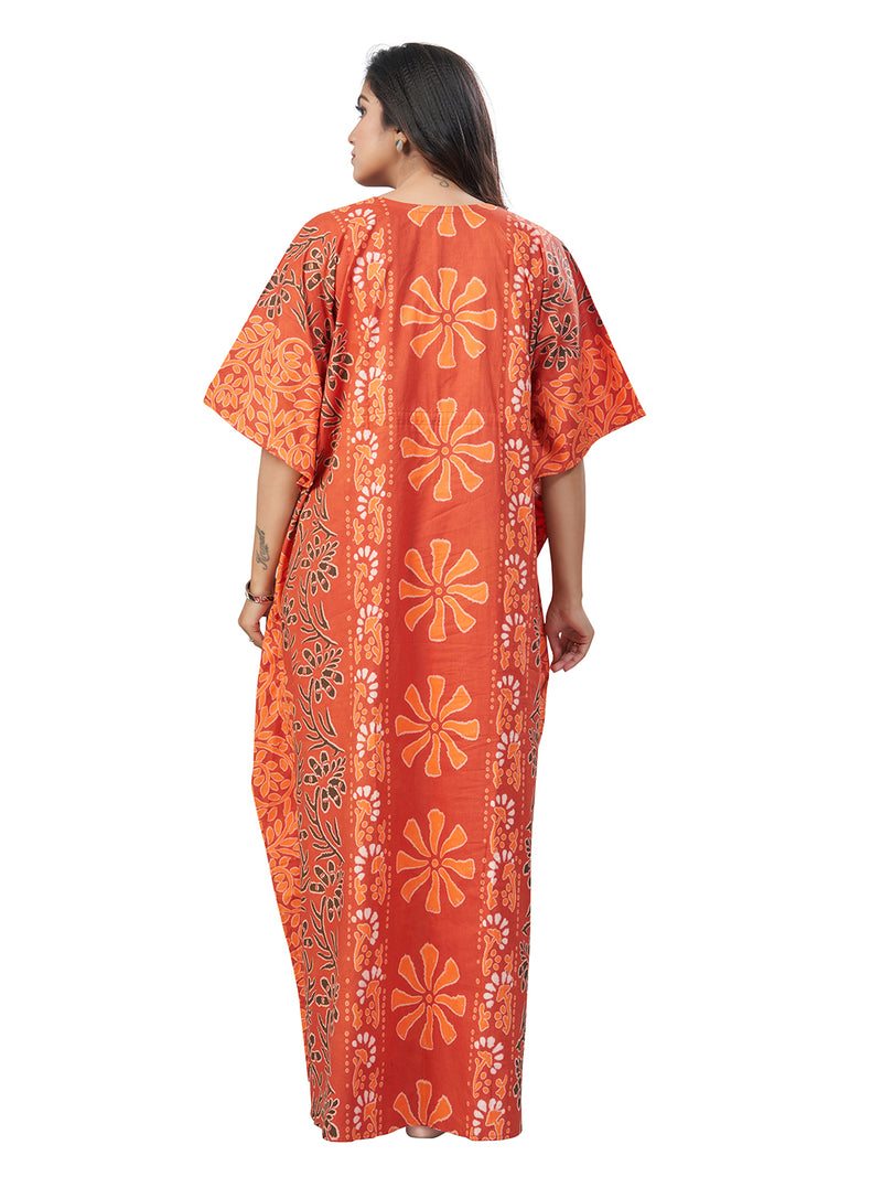 Rust Palm, Hand Dyed Batik, 100% Cotton Kaftan - K180 - image 6