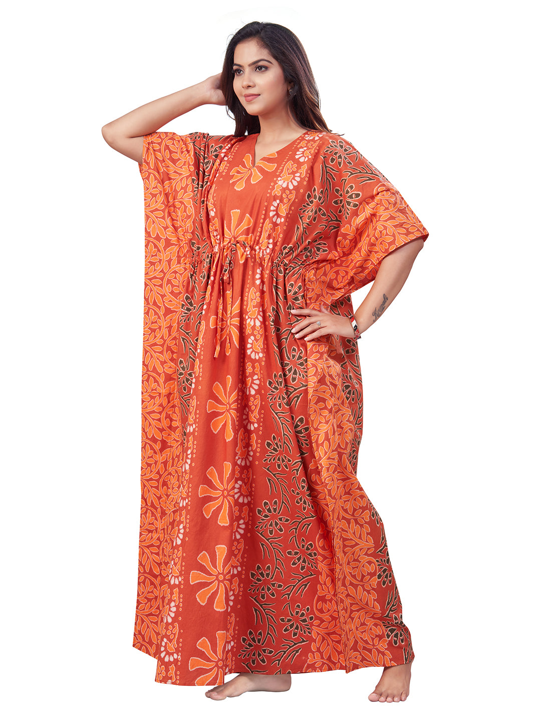 K180 -  Rust Palm, Hand Dyed Batik, 100% Cotton Kaftan